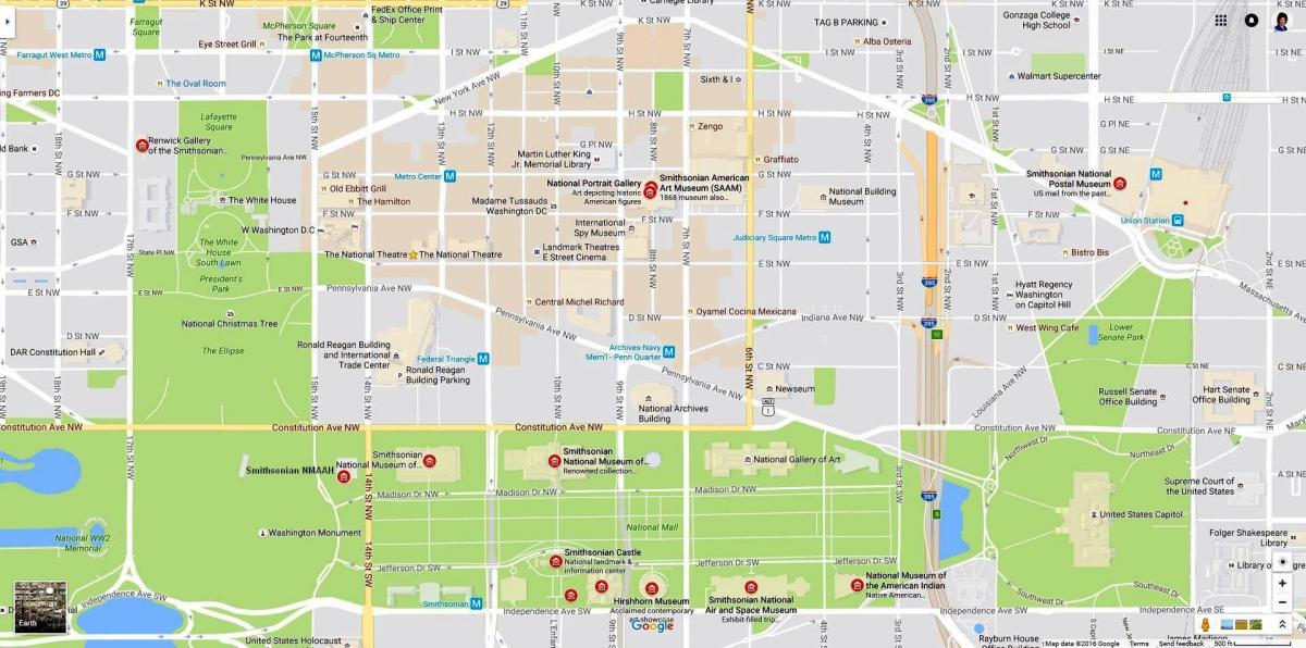 kart av national mall og museer