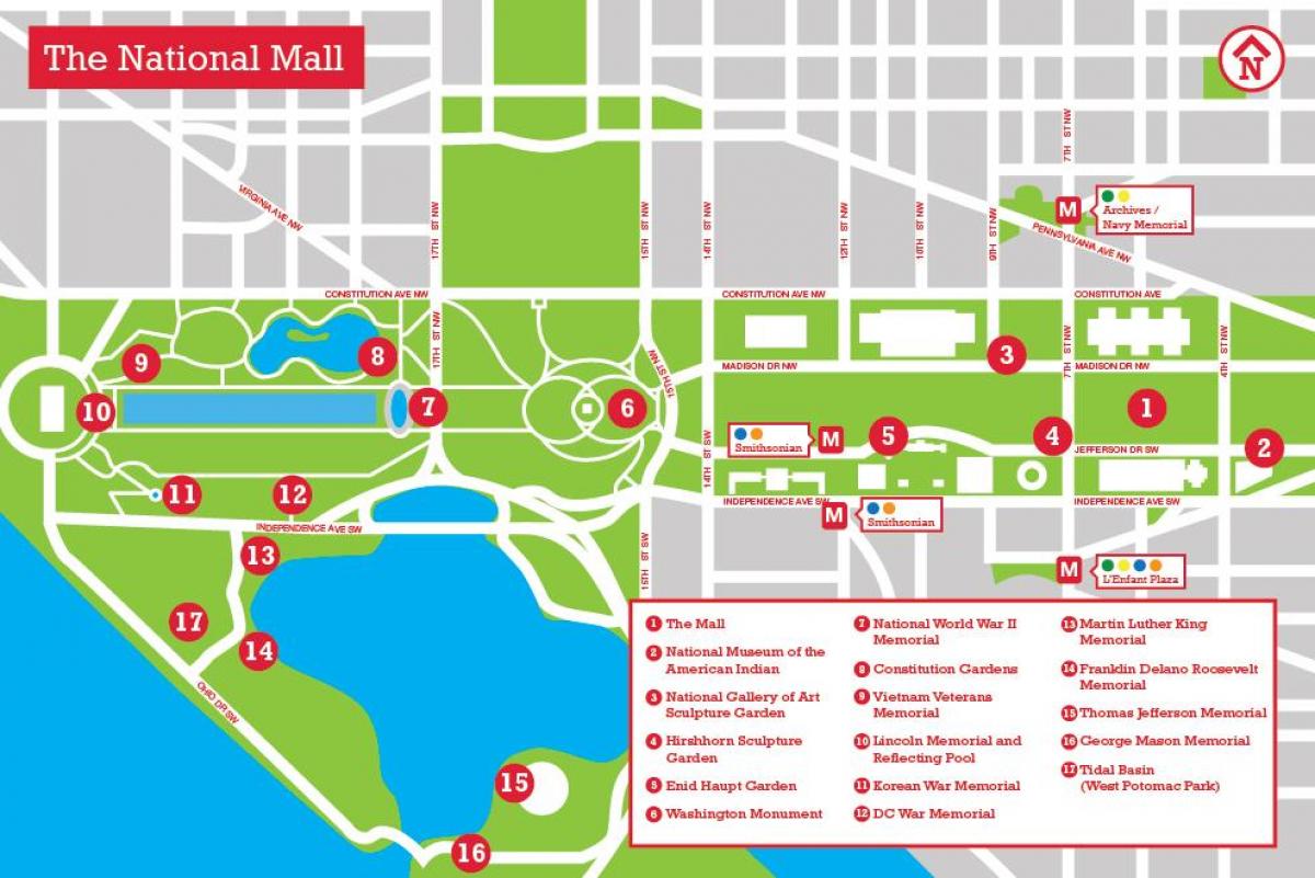 kart av national mall parkering