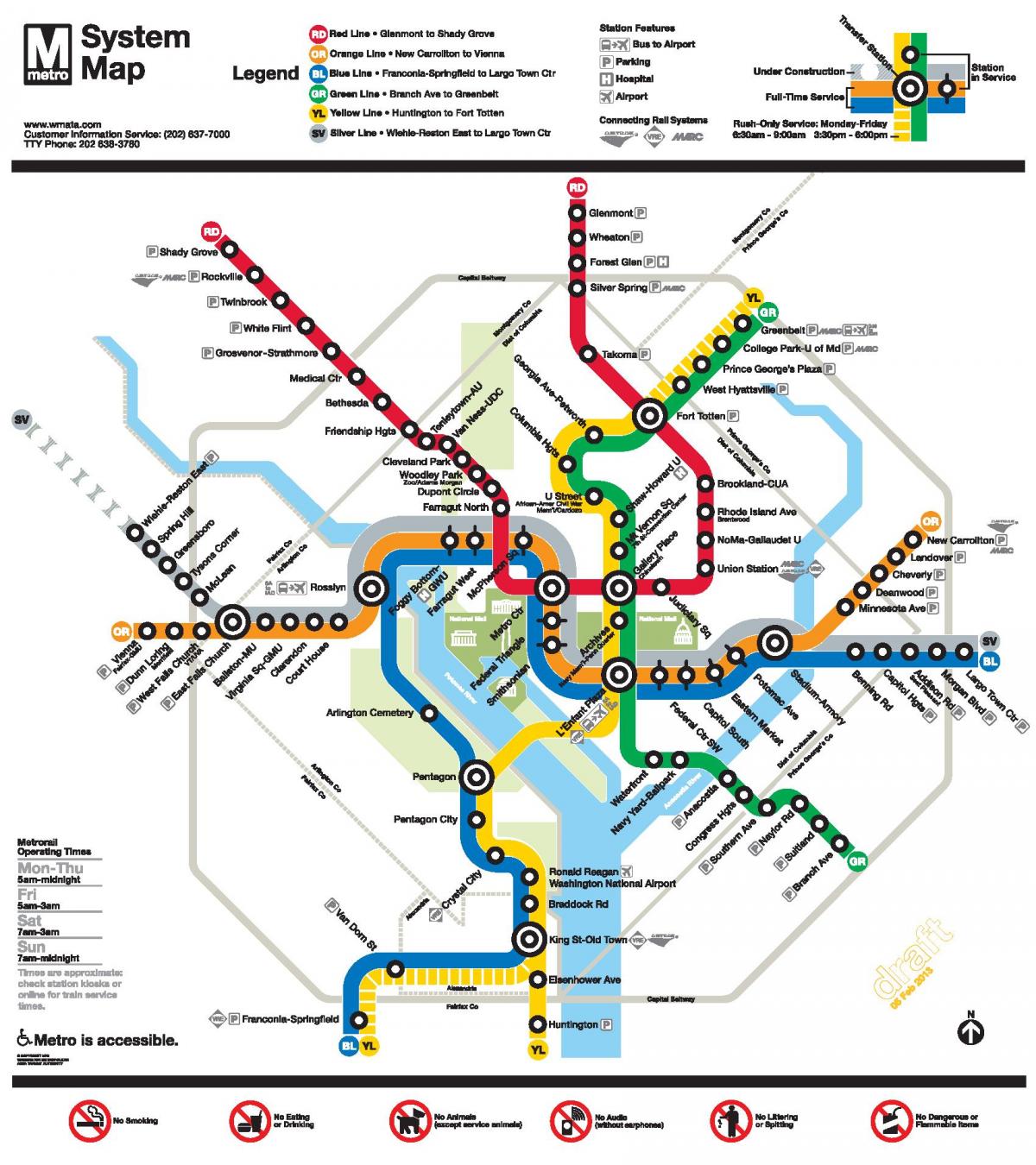 washington dc metro linje kart