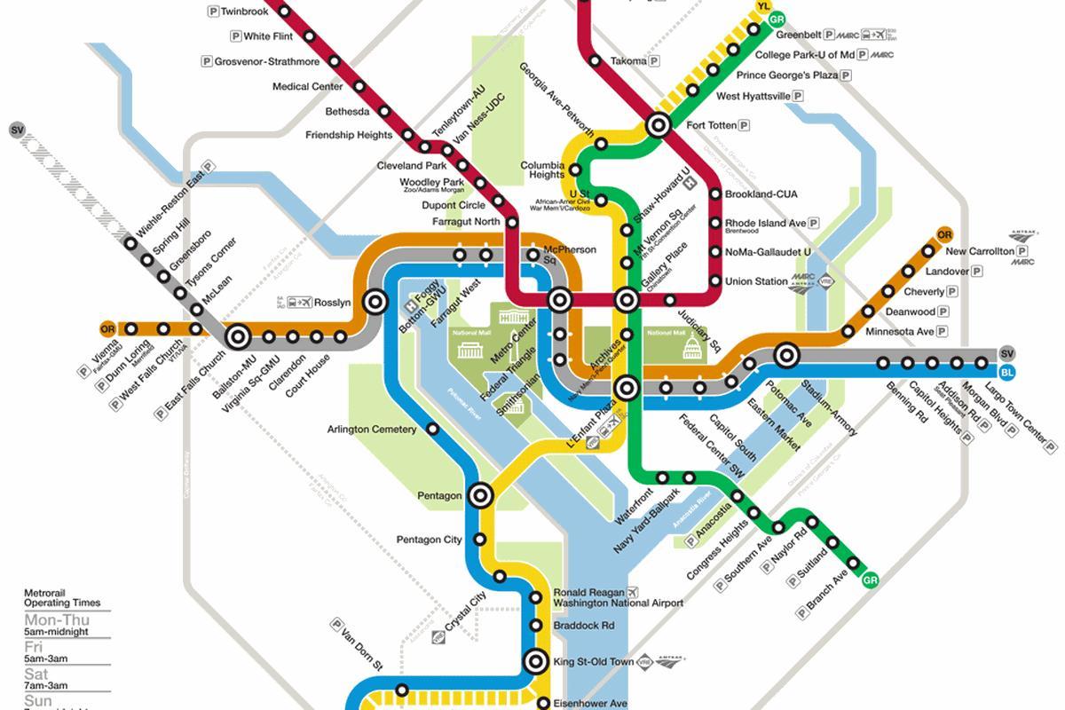 washington dc metro-systemet kart