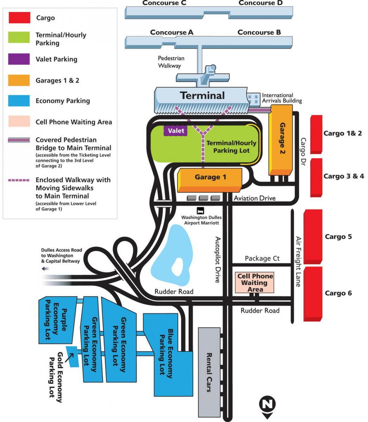 kart over dulles flyplass-området