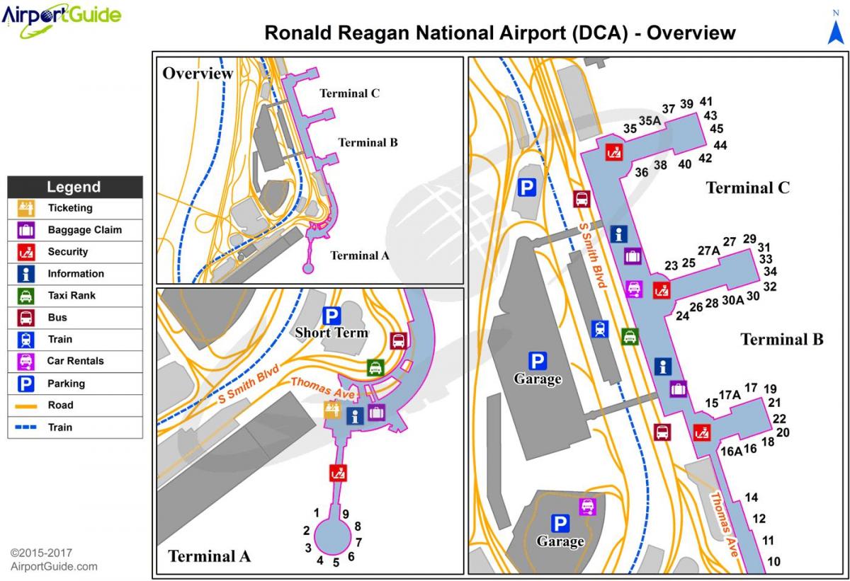 washington nasjonale flyplass kart