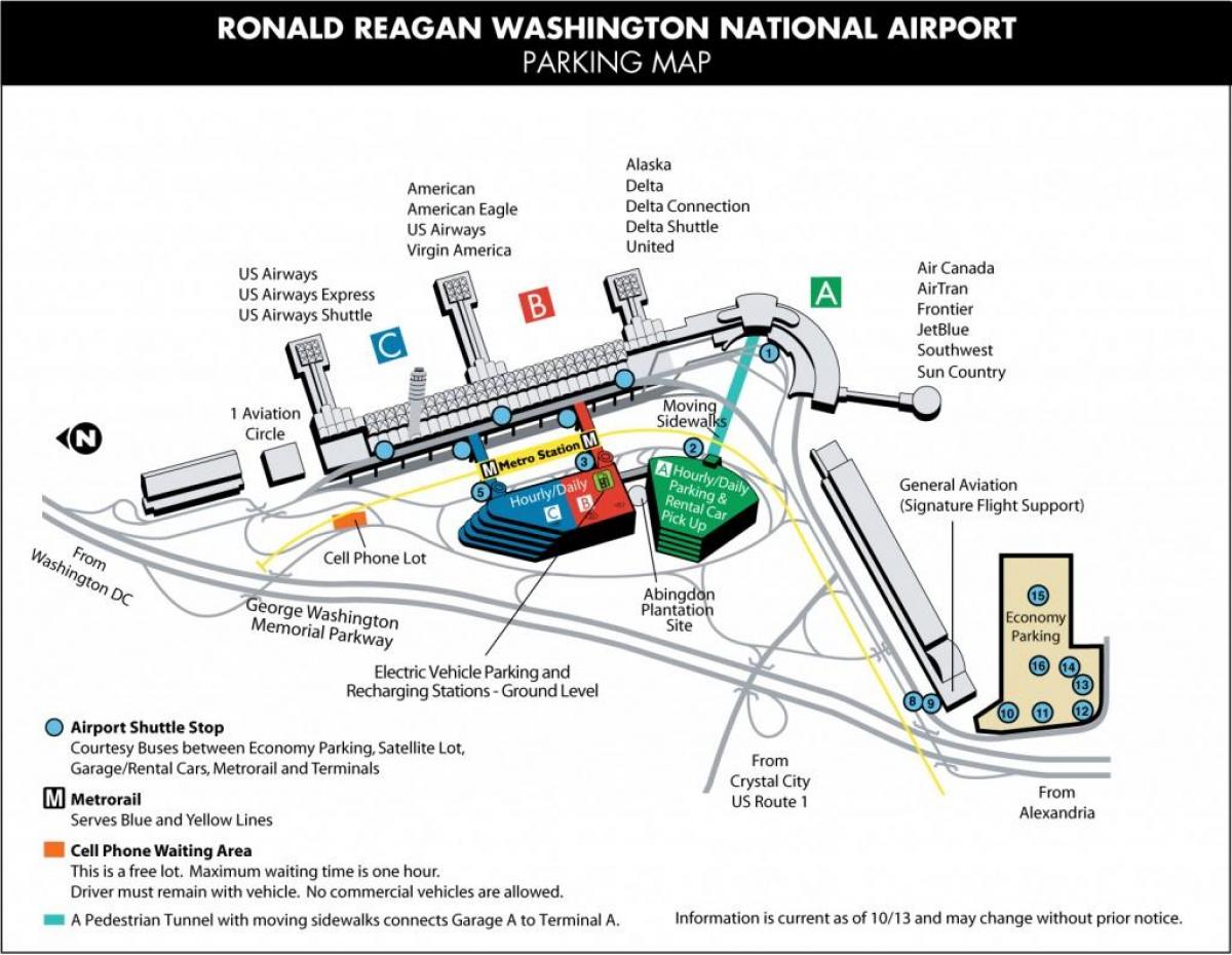 kart av flyplassene, i nærheten av washington dc