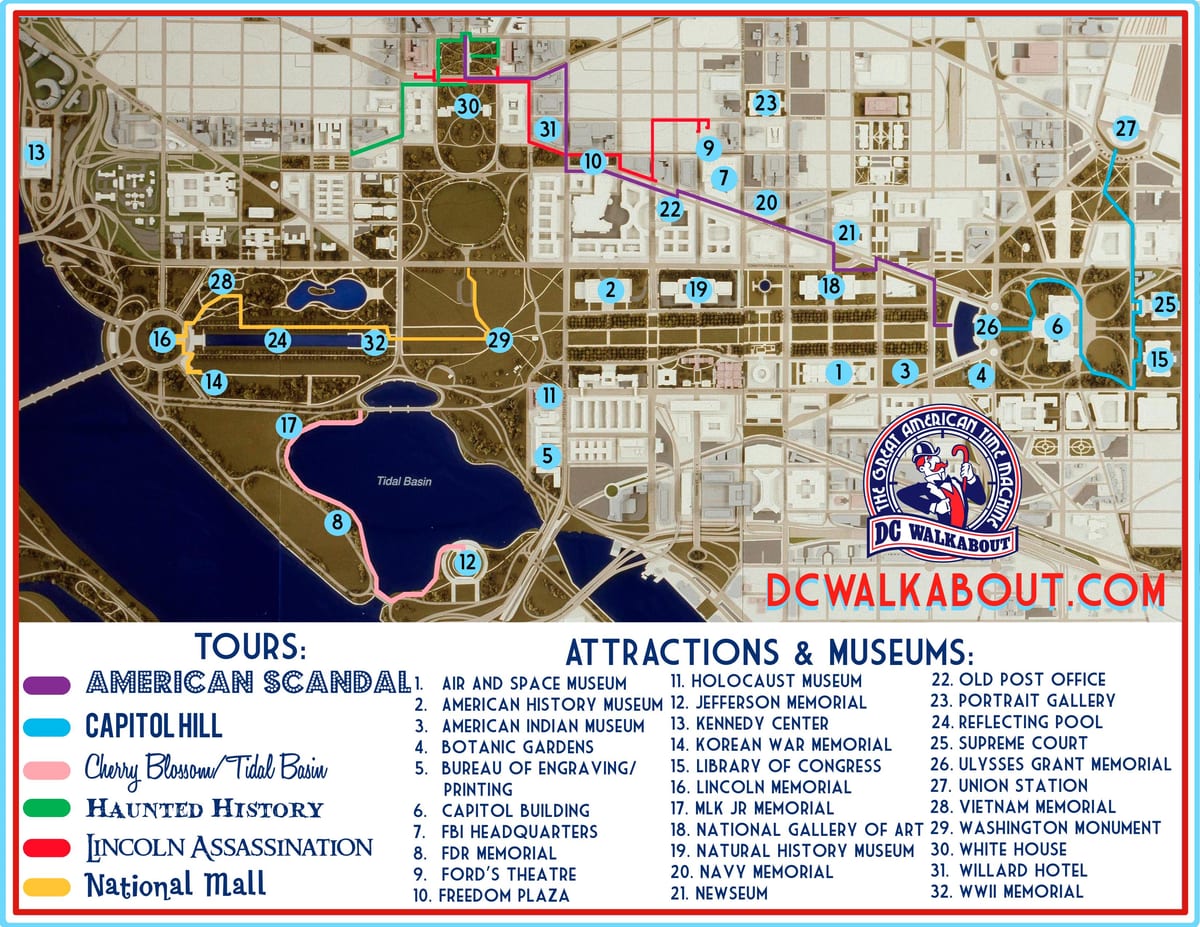 washington dc besøkende guide kart