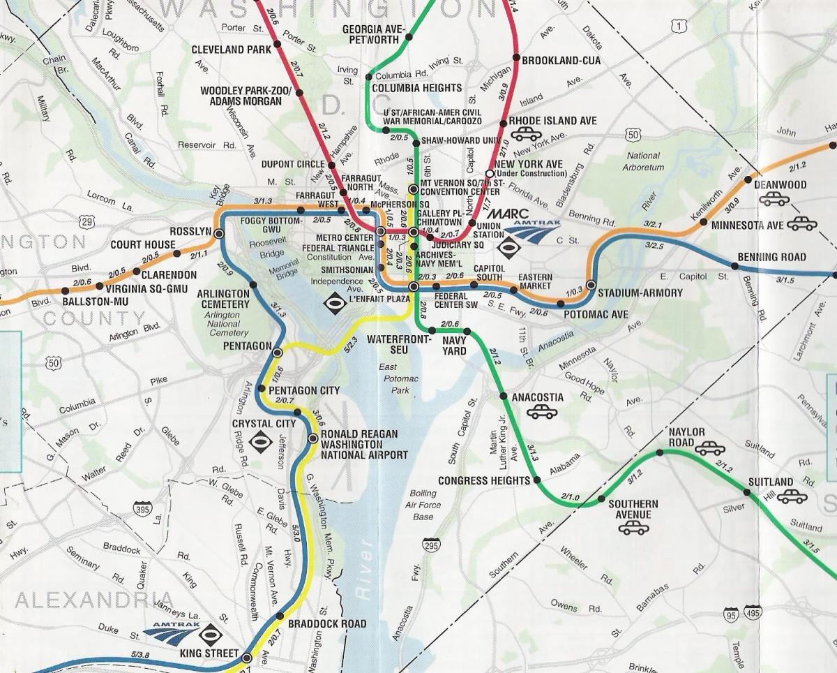 washington dc street kart med metro-stasjoner