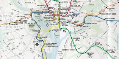 Washington dc kart med t-banestopp