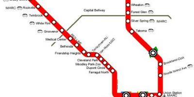 Washington dc rød linje kart