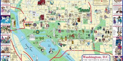 Kart av å gå kart over attraksjoner i washington dc