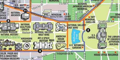 Kart over washington dc museer og monumenter